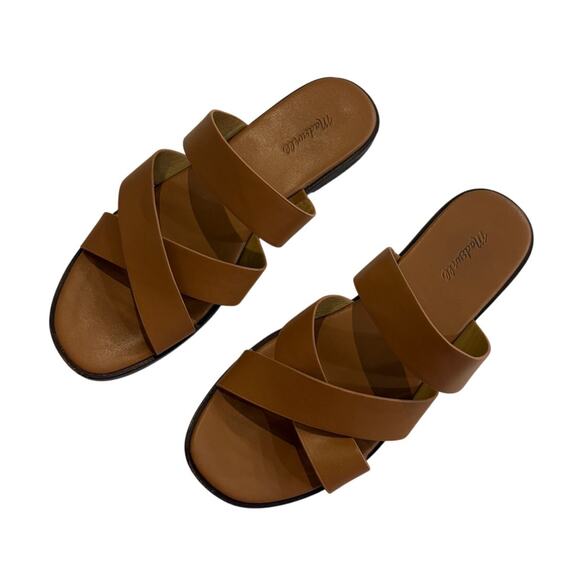 Madewell Tan Sandals The Mena Slide Leather Womens 6.5 Comfort Padding - Picture 2 of 12
